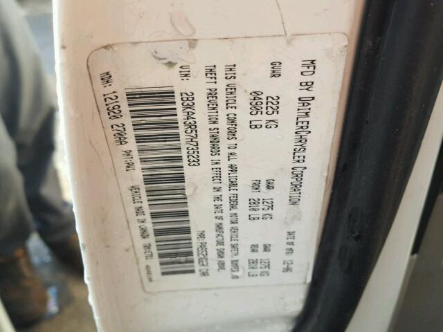 2B3KA43R57H735233 - 2007 DODGE CHARGER SE WHITE photo 10