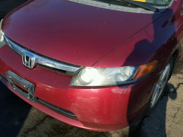 1HGFA16867L102634 - 2007 HONDA CIVIC EX BURGUNDY photo 9