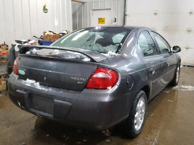 1B3ES56C04D511979 - 2004 DODGE NEON SXT GRAY photo 4