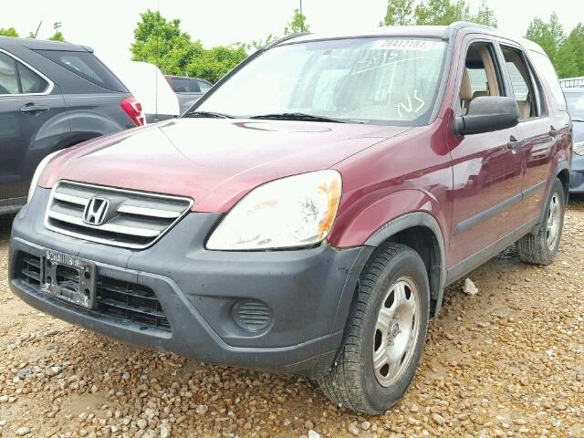 JHLRD78535C044782 - 2005 HONDA CR-V LX MAROON photo 2