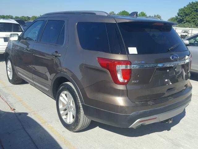 1FM5K7D88GGA17862 - 2016 FORD EXPLORER X BROWN photo 3