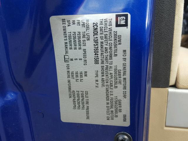 2CNDL13F576041588 - 2007 CHEVROLET EQUINOX LS BLUE photo 10