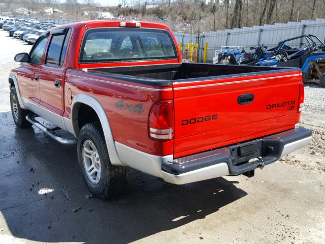 1D7HG48NX4S642795 - 2004 DODGE DAKOTA QUA RED photo 3