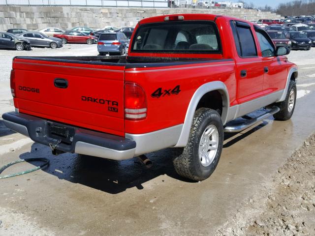 1D7HG48NX4S642795 - 2004 DODGE DAKOTA QUA RED photo 4