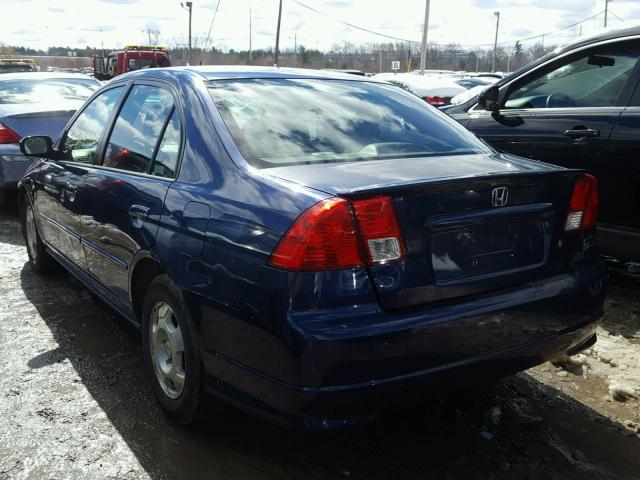 JHMES95645S014964 - 2005 HONDA CIVIC HYBR BLUE photo 3