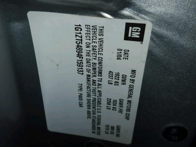 1G1ZT54894F159137 - 2004 CHEVROLET MALIBU LS ვერცხლისფერი ფოტო 10