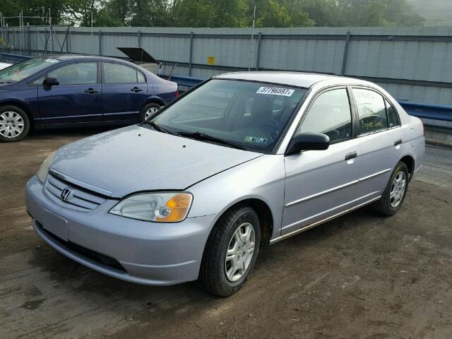 1HGES16531L024190 - 2001 HONDA CIVIC LX SILVER photo 2