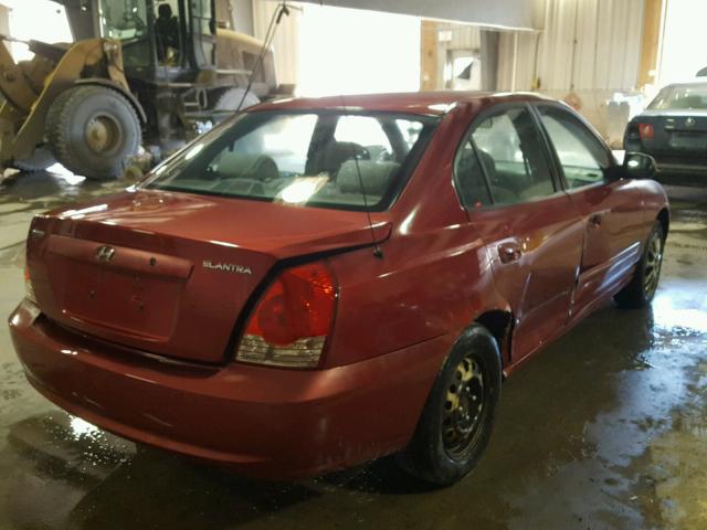 KMHDN46D24U801513 - 2004 HYUNDAI ELANTRA GL RED photo 4