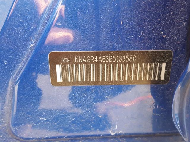 KNAGR4A63B5133580 - 2011 KIA OPTIMA SX BLUE photo 10