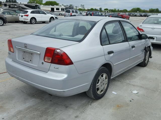 1HGES16591L005465 - 2001 HONDA CIVIC LX SILVER photo 4