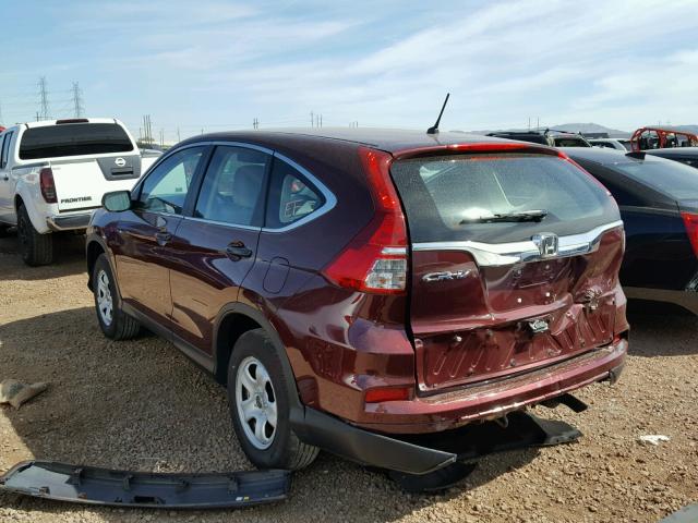 2HKRM3H31FH557958 - 2015 HONDA CR-V LX MAROON photo 3