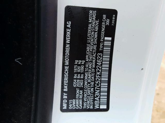 WBA3N7C52FK224623 - 2015 BMW 428 I WHITE photo 10