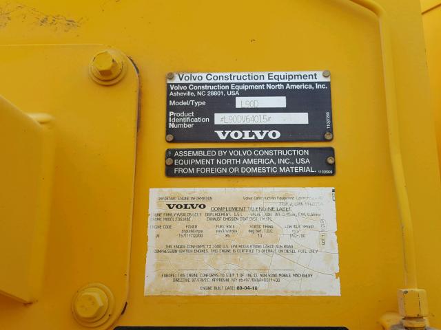 L90DV64015 - 2000 VOLVO L90D PIN YELLOW photo 10