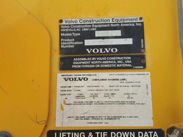 L90DV64615 - 2001 VOLVO L90D Q/C YELLOW photo 10