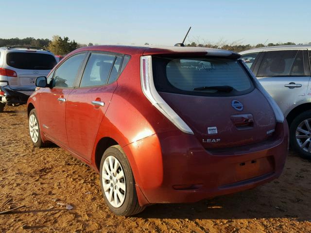 1N4AZ0CP2FC308366 - 2015 NISSAN LEAF S RED photo 3