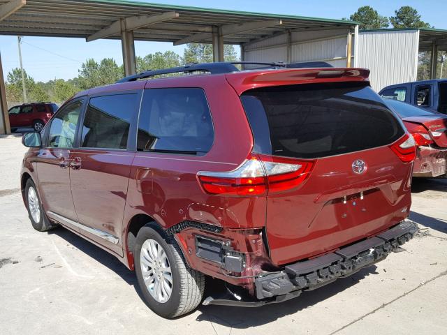 5TDYZ3DC9HS787568 - 2017 TOYOTA SIENNA XLE BURGUNDY photo 3