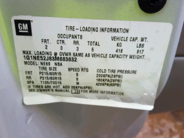 1G1NE52J83M683632 - 2003 CHEVROLET MALIBU LS ვერცხლისფერი ფოტო 10