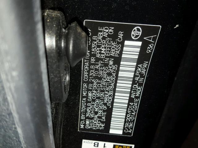 JTKDE3B78A0304735 - 2010 TOYOTA SCION TC 黑色 照片 10