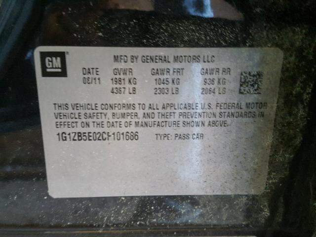 1G1ZB5E02CF101686 - 2012 CHEVROLET MALIBU LS Qara foto 10