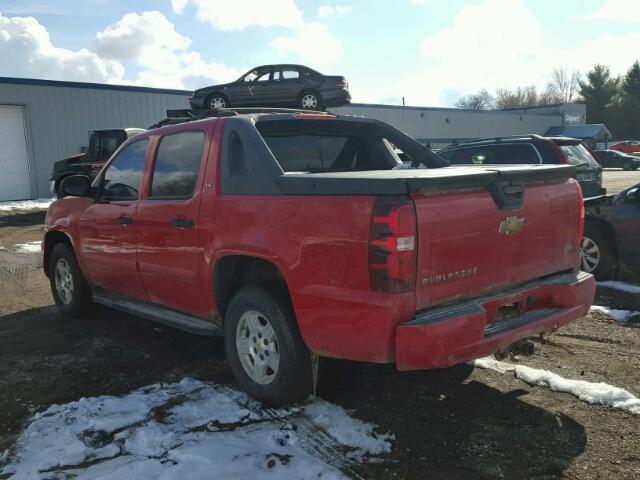 3GNFK123X7G286339 - 2007 CHEVROLET AVALANCHE RED photo 3