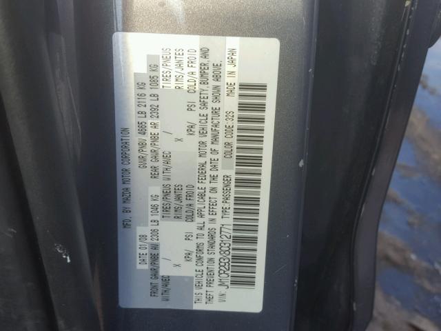 JM1CR293X80312771 - 2008 MAZDA 5 GRAY photo 10