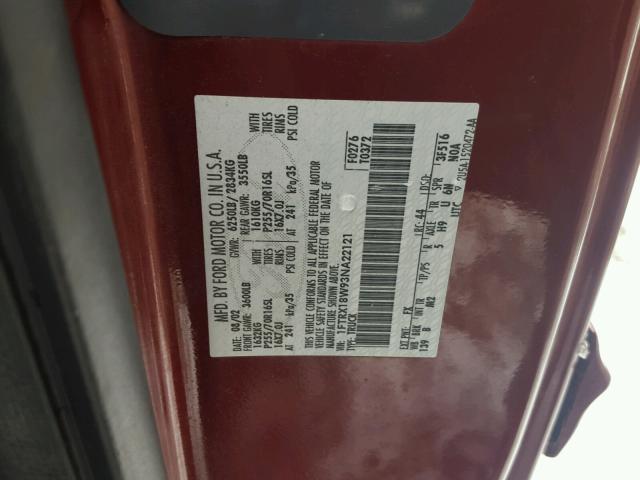 1FTRX18W93NA22121 - 2003 FORD F150 RED photo 10