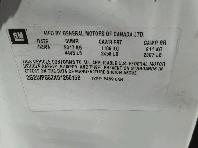 2G2WP552X61256158 - 2006 PONTIAC GRAND PRIX Ağ foto 10