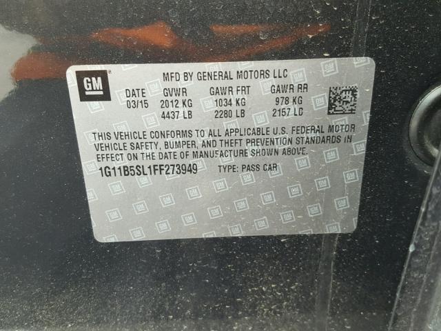 1G11B5SL1FF273949 - 2015 CHEVROLET MALIBU LS 石墨色 照片 10