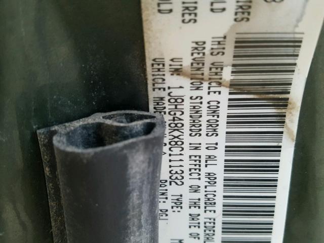 1J8HG48KX8C111332 - 2008 JEEP COMMANDER მწვანე ფოტო 10