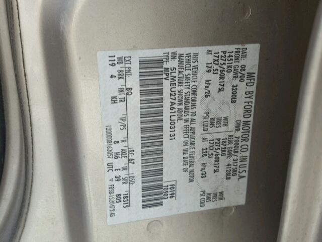 5LMEU27A61LJ03131 - 2001 LINCOLN NAVIGATOR 棕色 照片 10