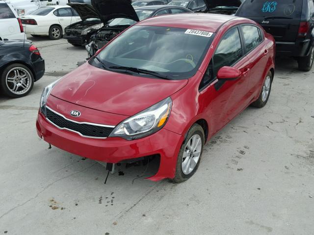 KNADN4A38G6661301 - 2016 KIA RIO EX RED photo 2