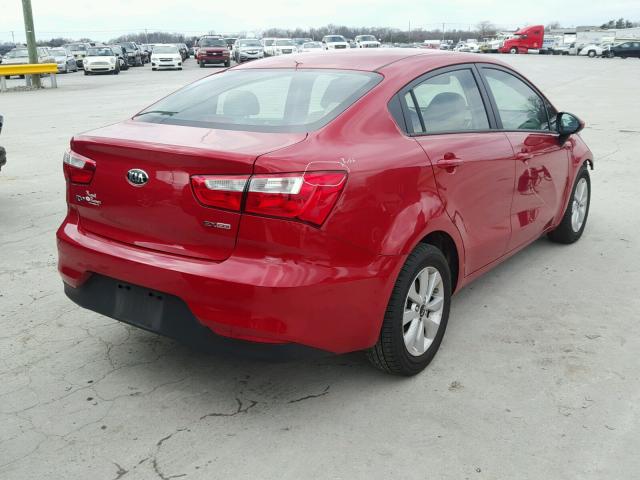 KNADN4A38G6661301 - 2016 KIA RIO EX RED photo 4