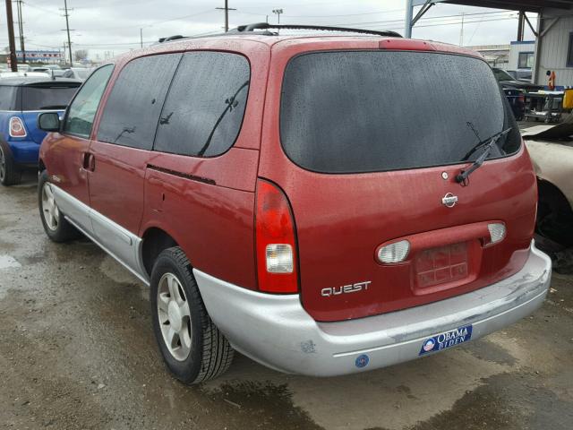 4N2ZN15T01D826811 - 2001 NISSAN QUEST GXE RED photo 3