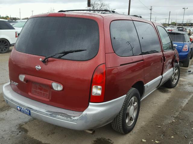 4N2ZN15T01D826811 - 2001 NISSAN QUEST GXE RED photo 4