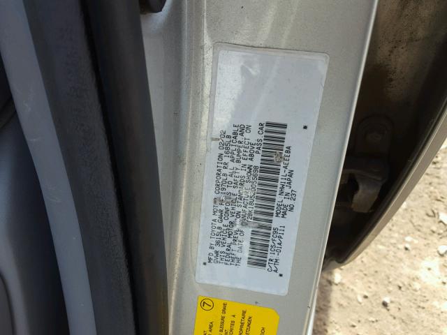 JT2BK18U520055698 - 2002 TOYOTA PRIUS SILVER photo 10