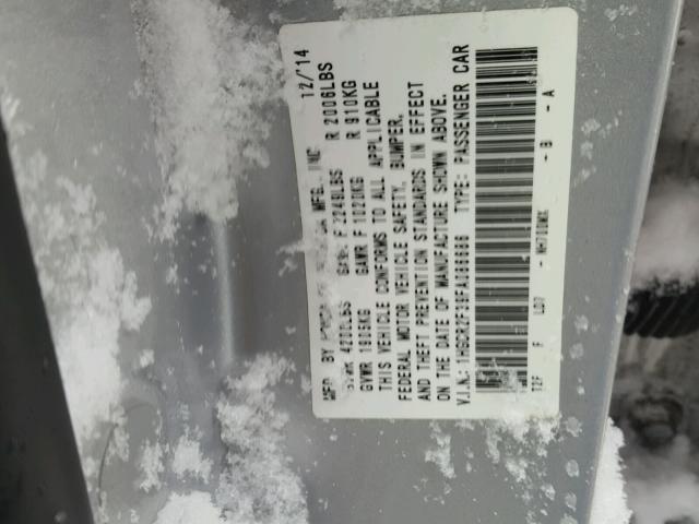 1HGCR2F39FA086686 - 2015 HONDA ACCORD LX SILVER photo 10