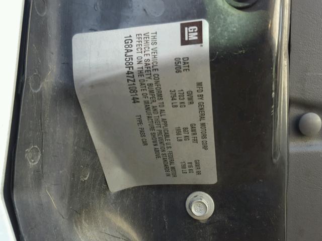 1G8AJ58F47Z108144 - 2007 SATURN ION LEVEL WHITE photo 10