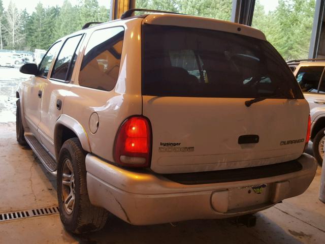 1B4HR58N92F136128 - 2002 DODGE DURANGO SL WHITE photo 3