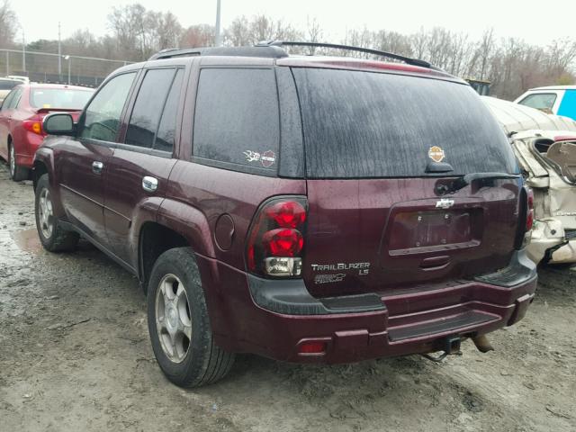 1GNDT13S072292041 - 2007 CHEVROLET TRAILBLAZE BURGUNDY photo 3