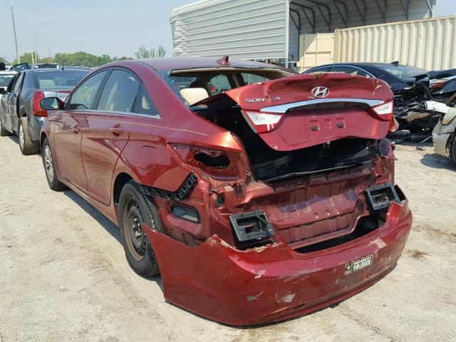 5NPEB4AC0BH160479 - 2011 HYUNDAI SONATA GLS RED photo 3