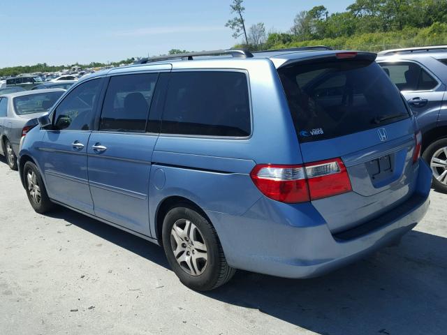 5FNRL38775B110019 - 2005 HONDA ODYSSEY EX BLUE photo 3