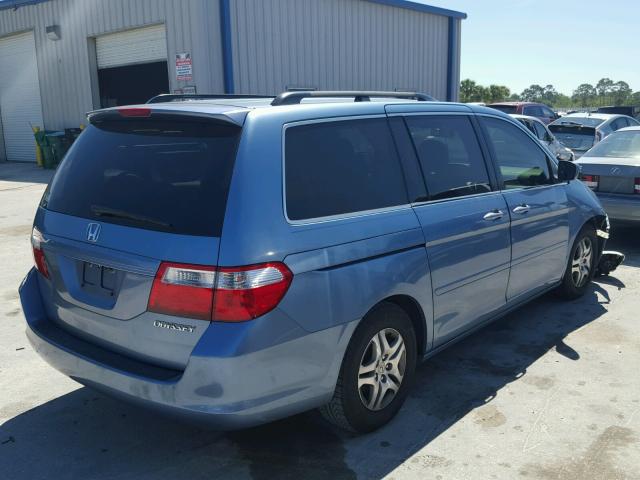 5FNRL38775B110019 - 2005 HONDA ODYSSEY EX BLUE photo 4