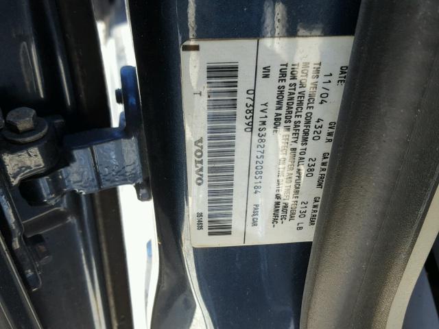 YV1MS382752085184 - 2005 VOLVO S40 2.4I BLUE photo 10