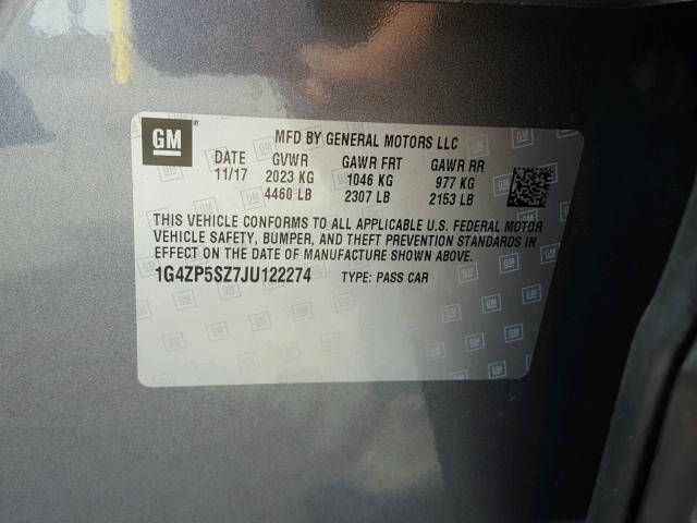 1G4ZP5SZ7JU122274 - 2018 BUICK LACROSSE E 石墨色 照片 10