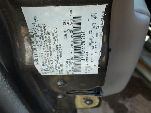 1FAFP37N96W160494 - 2006 FORD FOCUS ZX5 GRAY photo 10