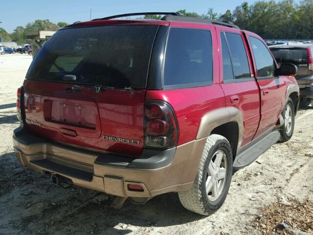 1GNDT13SX22266474 - 2002 CHEVROLET TRAILBLAZE BURGUNDY photo 4