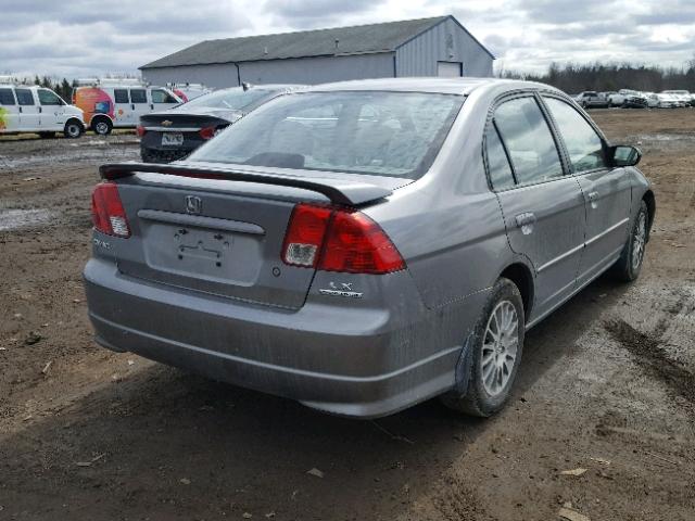 2HGES16555H564143 - 2005 HONDA CIVIC LX GRAY photo 4