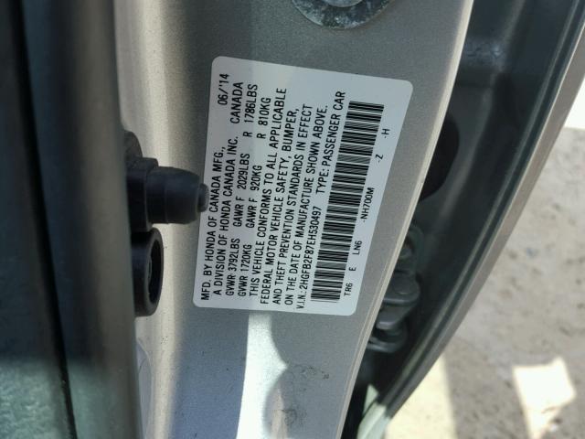 2HGFB2F87EH530497 - 2014 HONDA CIVIC EX Gümüş foto 10