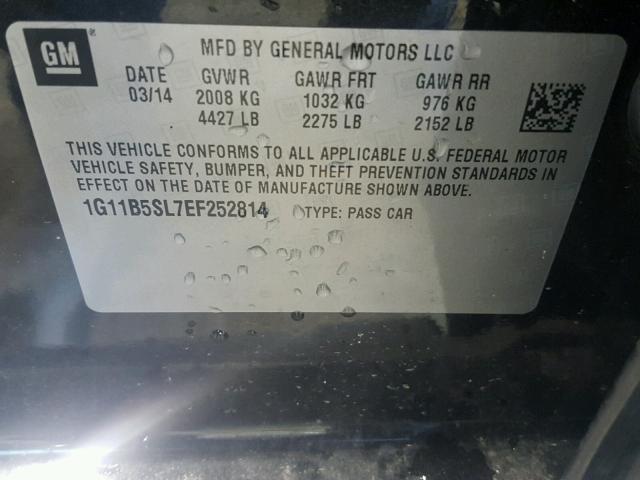 1G11B5SL7EF252814 - 2014 CHEVROLET MALIBU LS 黑色 照片 10