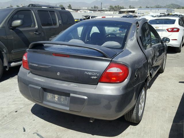 1B3ES56C94D550389 - 2004 DODGE NEON SXT GRAY photo 4